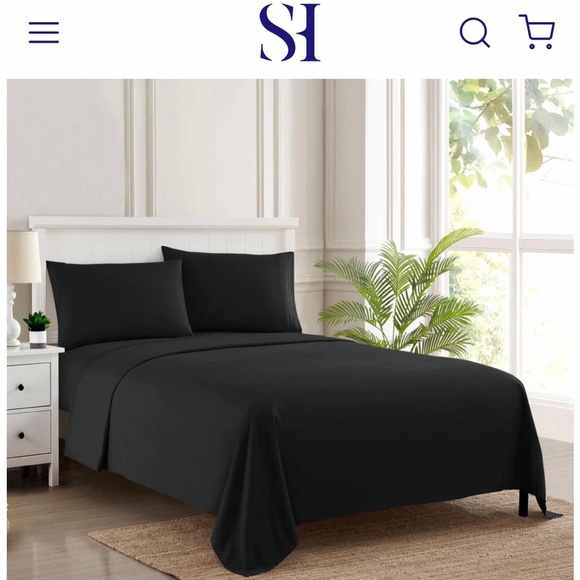 Sweet Home Collection Black XL 2 TWIN Sheet sets w/ 1 pillowcase, Microfiber - Picture 2 of 4